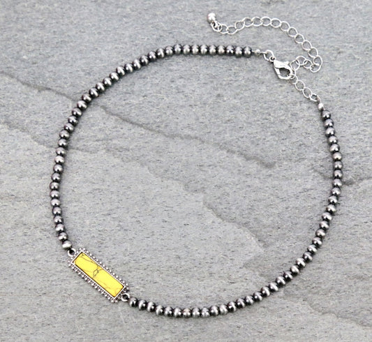 4mm Navajo Style Stone Choker Necklace
