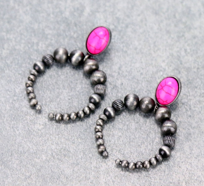 Squash Blossom Shape Navajo Style Bead Stud Earrings