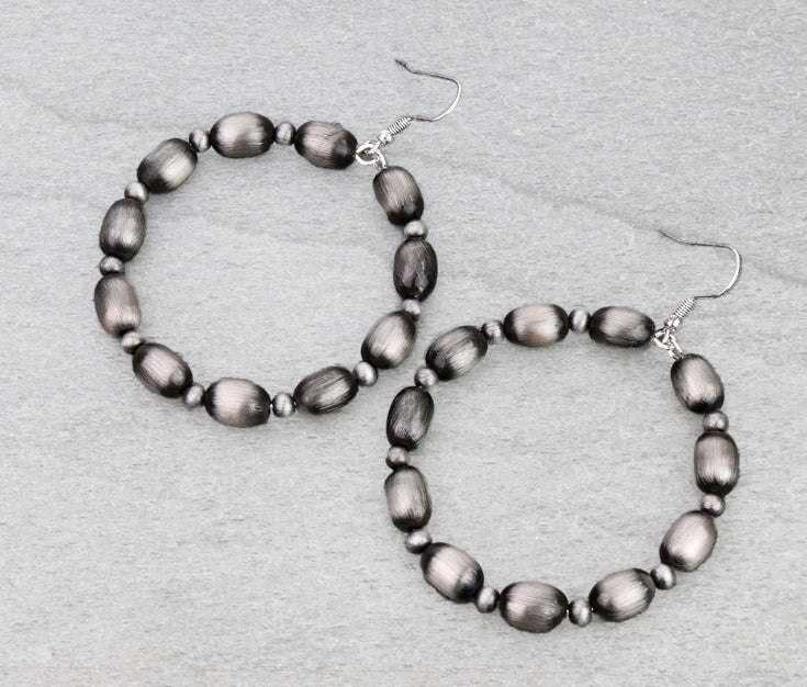 Navajo Style Pearl Round Dangle Earrings