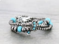 Navajo Style Pearl with Steer Skull Stackable Bracelets