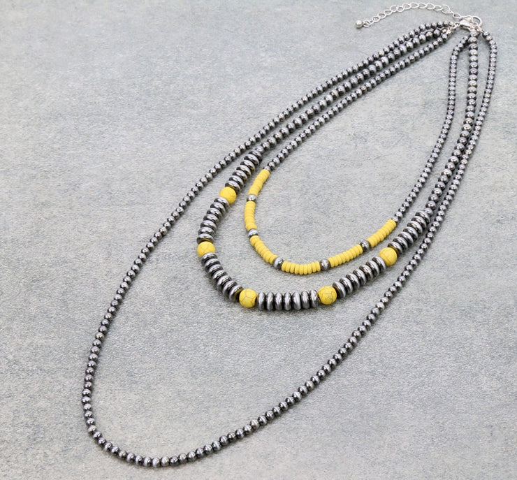 3 Row Navajo Style Pearl Necklace
