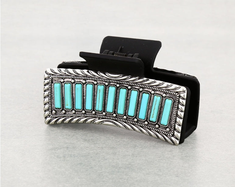 Western Style Stone Metal Hair Claw Clip