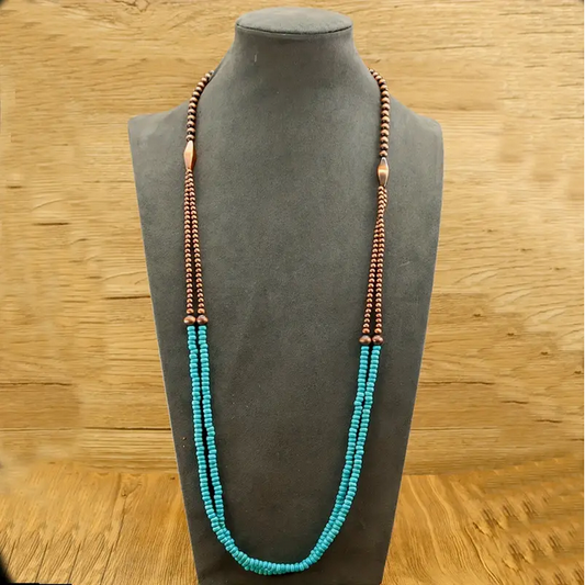 Two Strand Copper and Turquoise Necklace