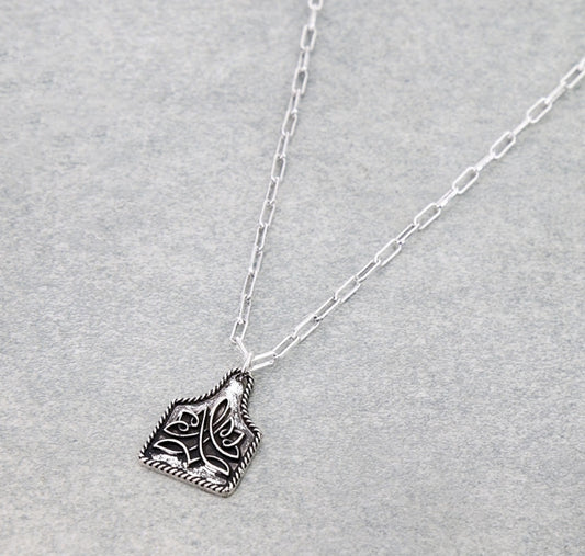 Western Boot Stitch Ear Tag Necklace