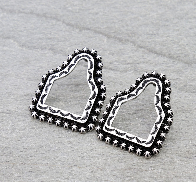 Western Ear Tag Cut Stud Earrings