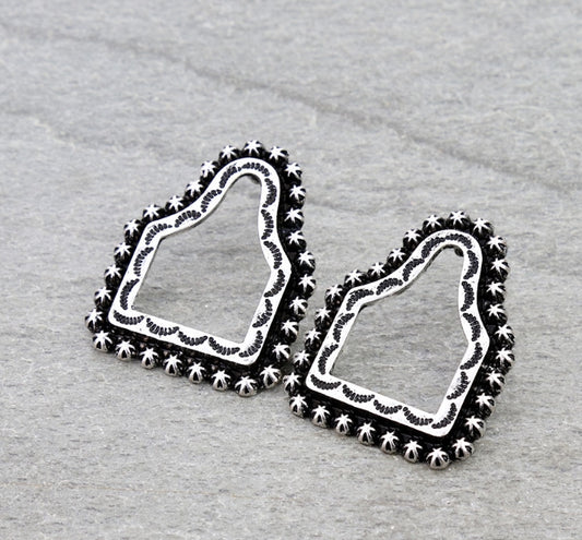 Western Ear Tag Cut Stud Earrings