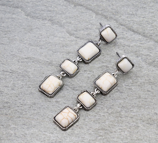 Western Semi Stone Drop Stud Earrings