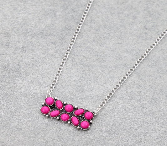 Western Semi Stone Bar Necklace