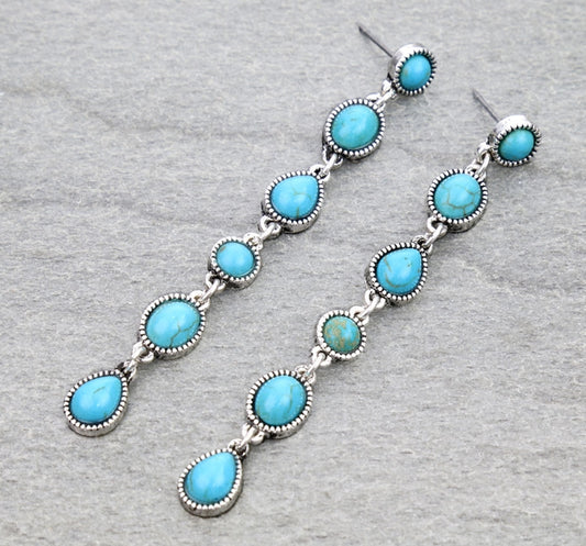 Western Semi Stone Drop Stud Earrings