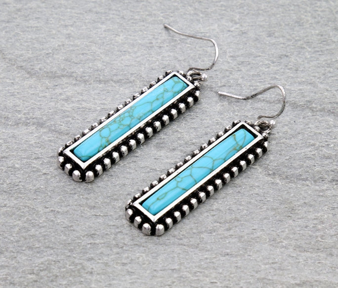 Western Bar Stone Dangle Earrings