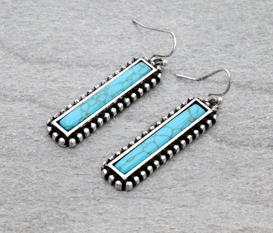 Western Bar Stone Dangle Earrings