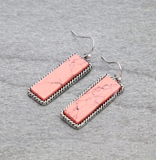 Western Hand Stone Bar Dangle Earrings