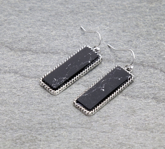 Western Hand Stone Bar Dangle Earrings