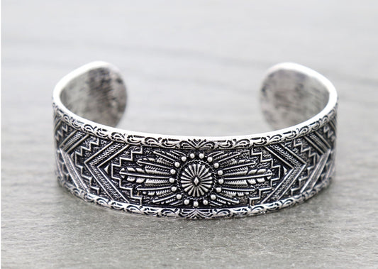 Western Aztec Pattern Concho Cuff Bracelet