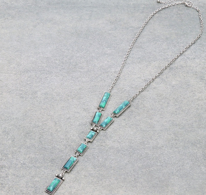 Western Hand Craft Stone Y Necklace
