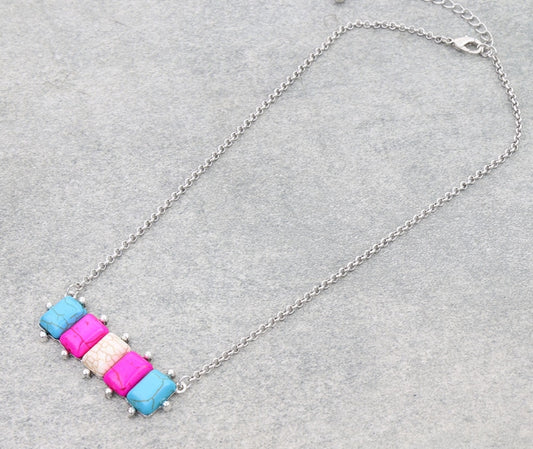 Western Ball TXR Bar Stone Necklace