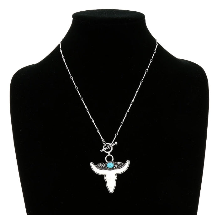 Western Ivory Steer Skull Necklace