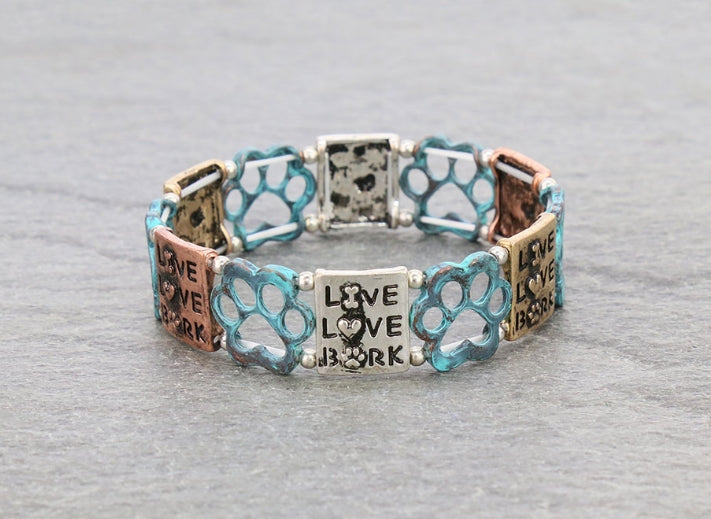 “LIVE LOVE BARK” Paw Stretch Bracelet