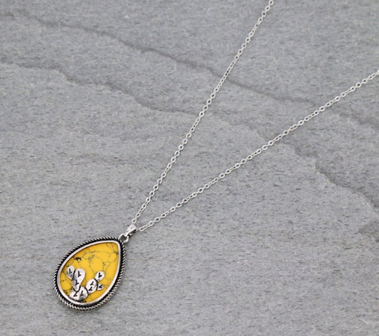 Western Cactus Pendant Chain Necklace