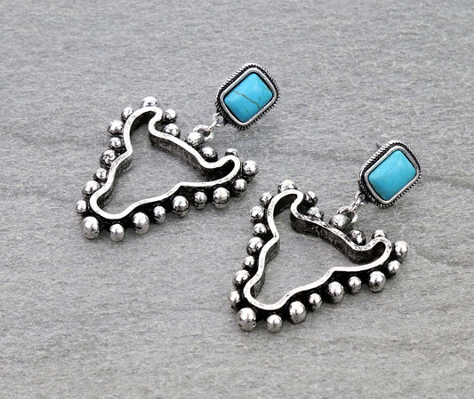 Western Ball TXR Steer Cow Stud Earrings