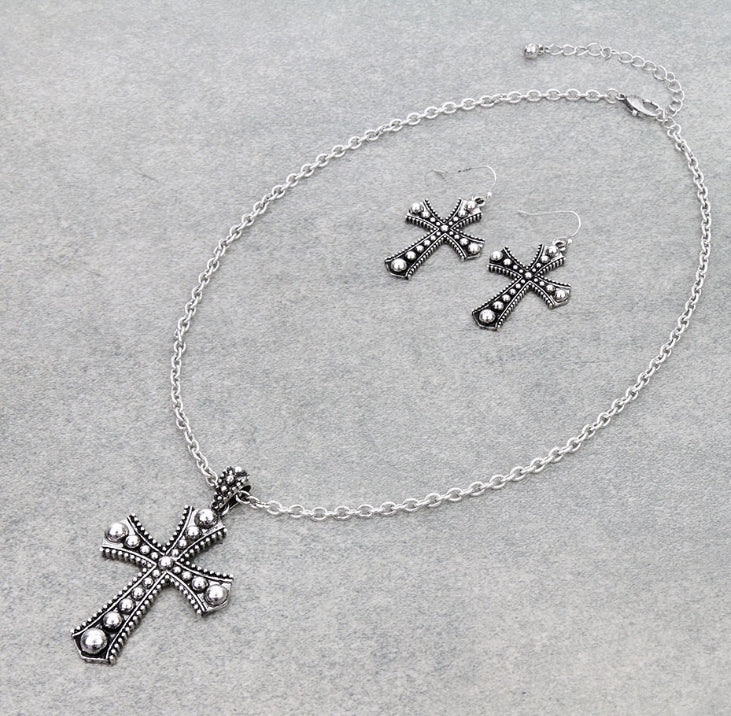 Western Ball TXR Cross Necklace Set