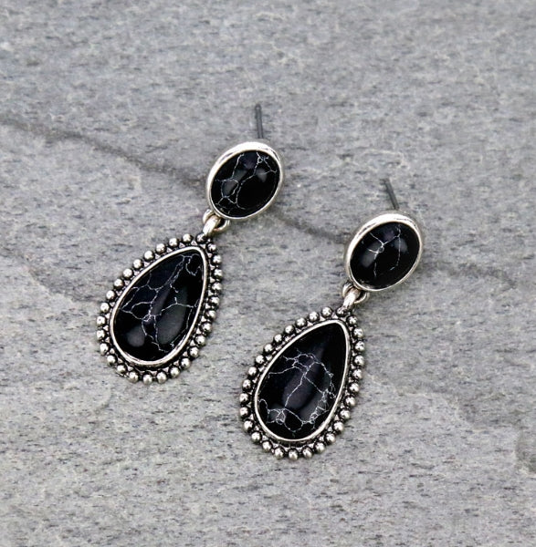 Western Teardrop Stone Stud Earrings