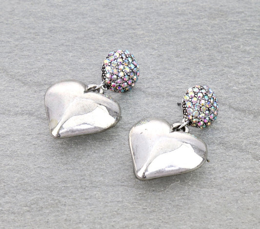 Western Heart Rhinestone Stud Earrings