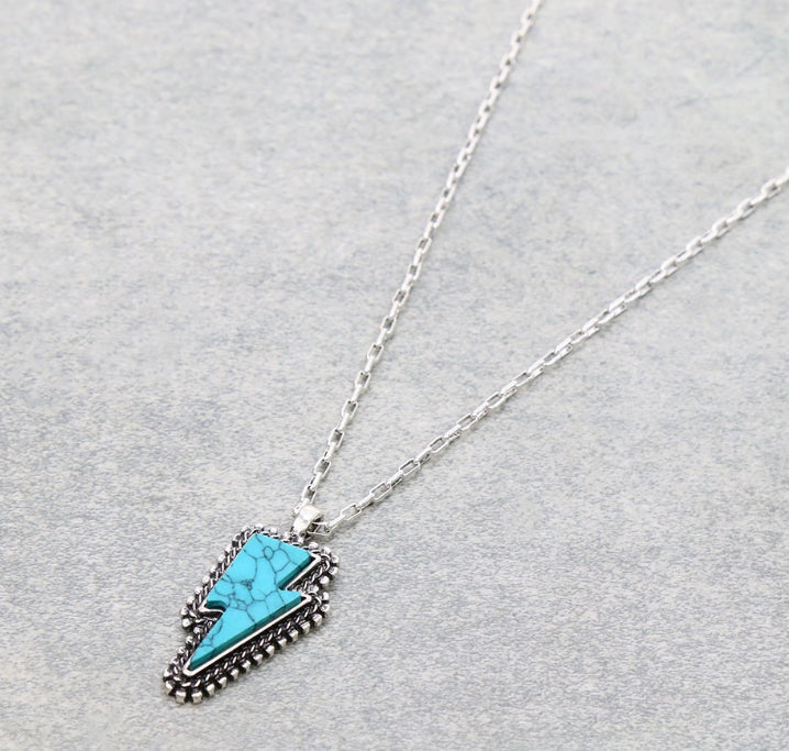 Western Hand Craft Stone Lightning Necklace