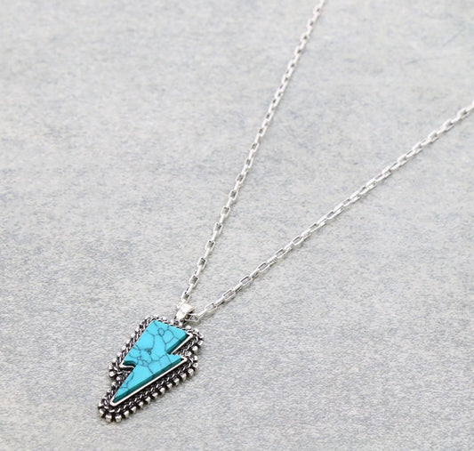 Western Hand Craft Stone Lightning Necklace