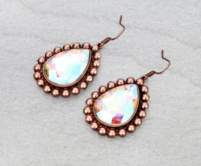 Western Teardrop Stone Dangle Earrings
