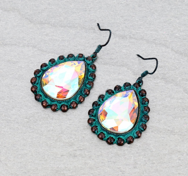 Western Teardrop Stone Dangle Earrings