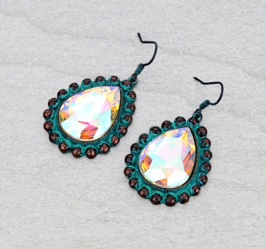 Western Teardrop Stone Dangle Earrings