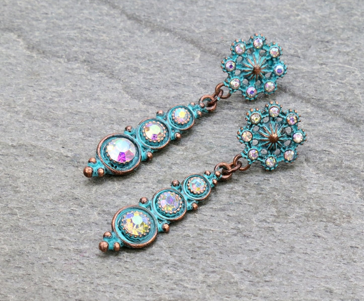 Western Stone with Concho Stud Earrings