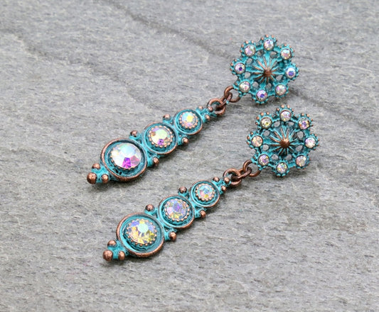 Western Stone with Concho Stud Earrings