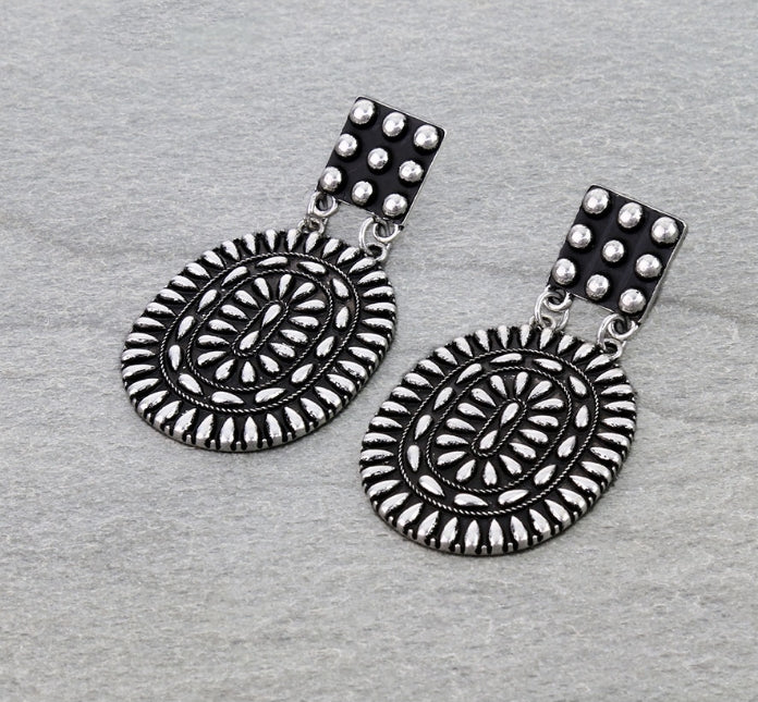 Western Oval Concho Bubble Stud Earrings
