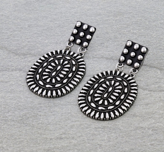 Western Oval Concho Bubble Stud Earrings
