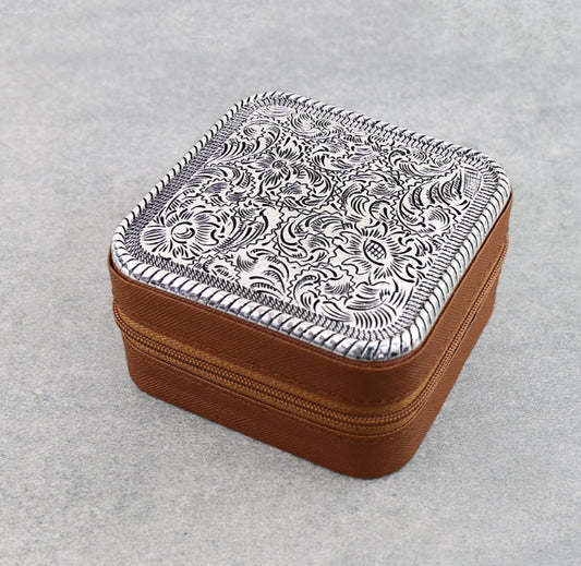 Western Theme Travel Jewelry Box – Metal Plate