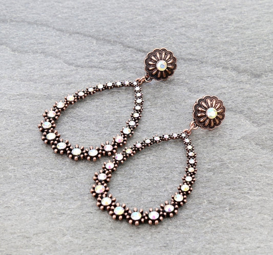 Western Style Teardrop with Concho Stud Earrings