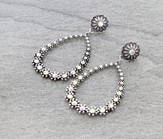 Western Style Teardrop with Concho Stud Earrings