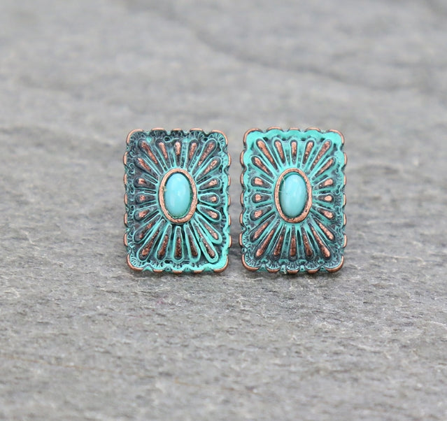 Western Concho Stud Earrings