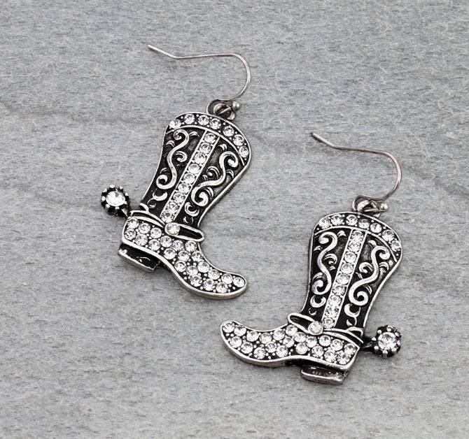 Western Cowboy Boot Dangle Earrings