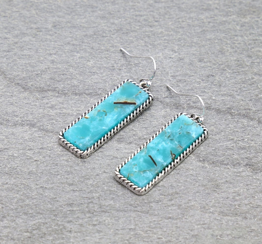 Western Hand Stone Bar Dangle Earrings
