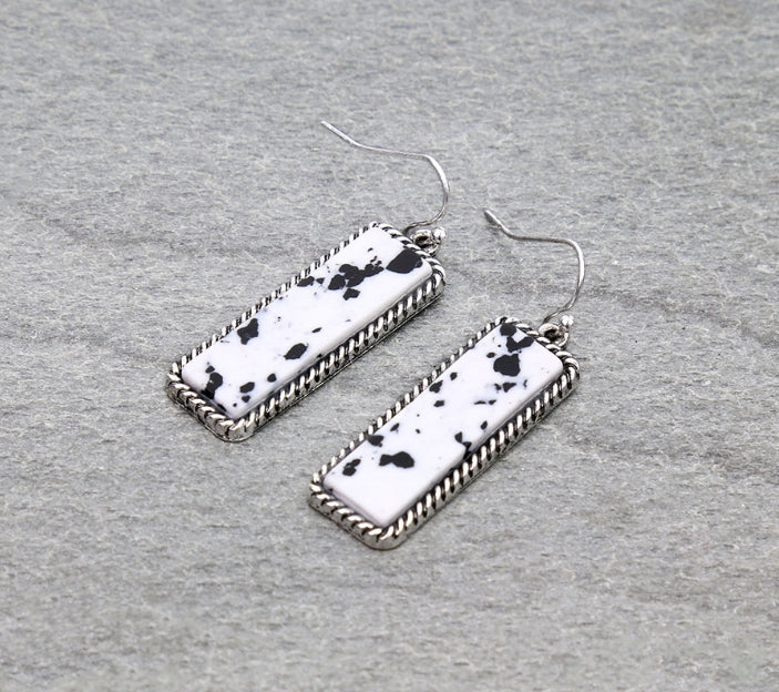 Western Hand Stone Bar Dangle Earrings
