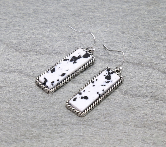 Western Hand Stone Bar Dangle Earrings