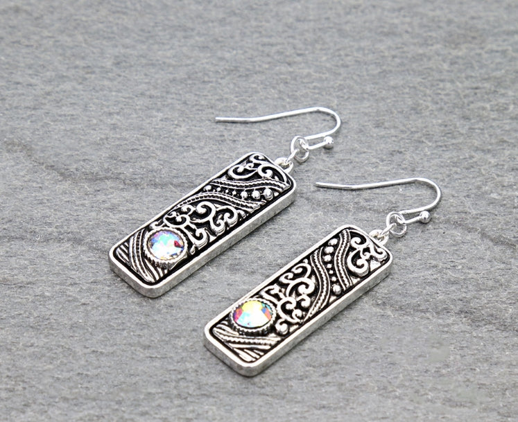 Tailored Filigree Bar Dangle Earrings