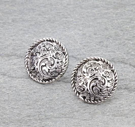 Western Rope TXR Filigree Round Stud Earrings
