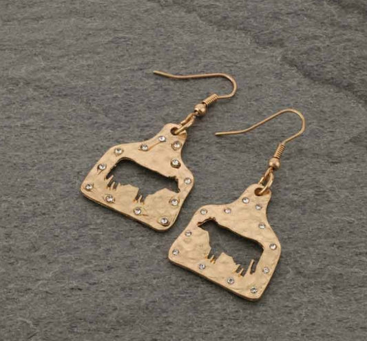Cattle Tag Cow Cutout Fish Hook Earrings