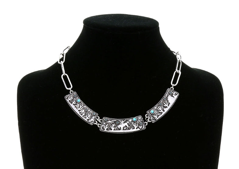 Western Rodeo 3 Plate Necklace