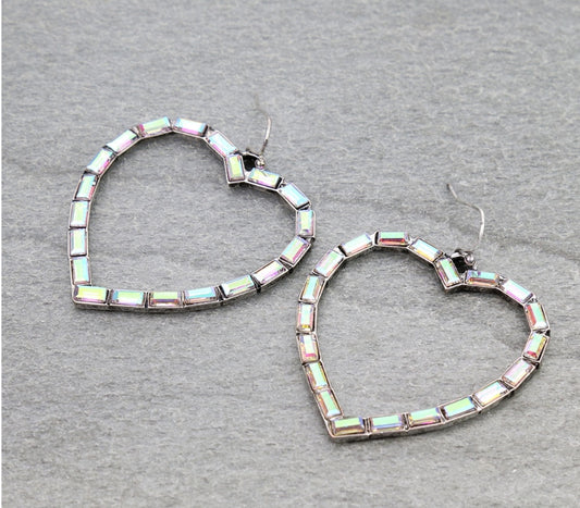 Western Heart Stone Dangle Earrings