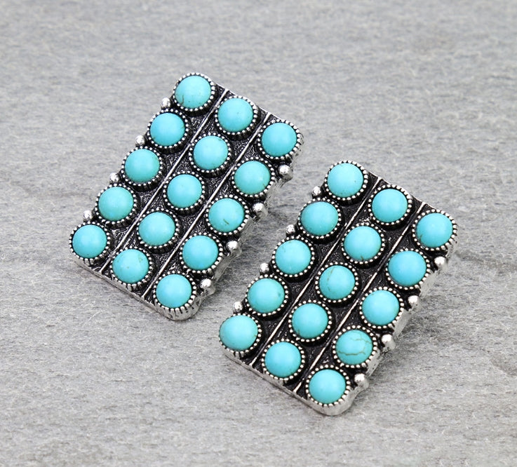 Western Rectangle Bubble Stud Earrings